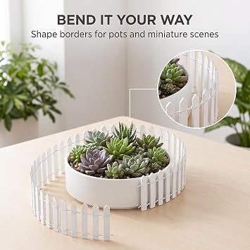 White Miniature Garden Fence Wooden Picket Fence Border Bonsai Fairy Garden Decoration Ornament Decorative Fences Patio, Lawn and Garden, Decoration