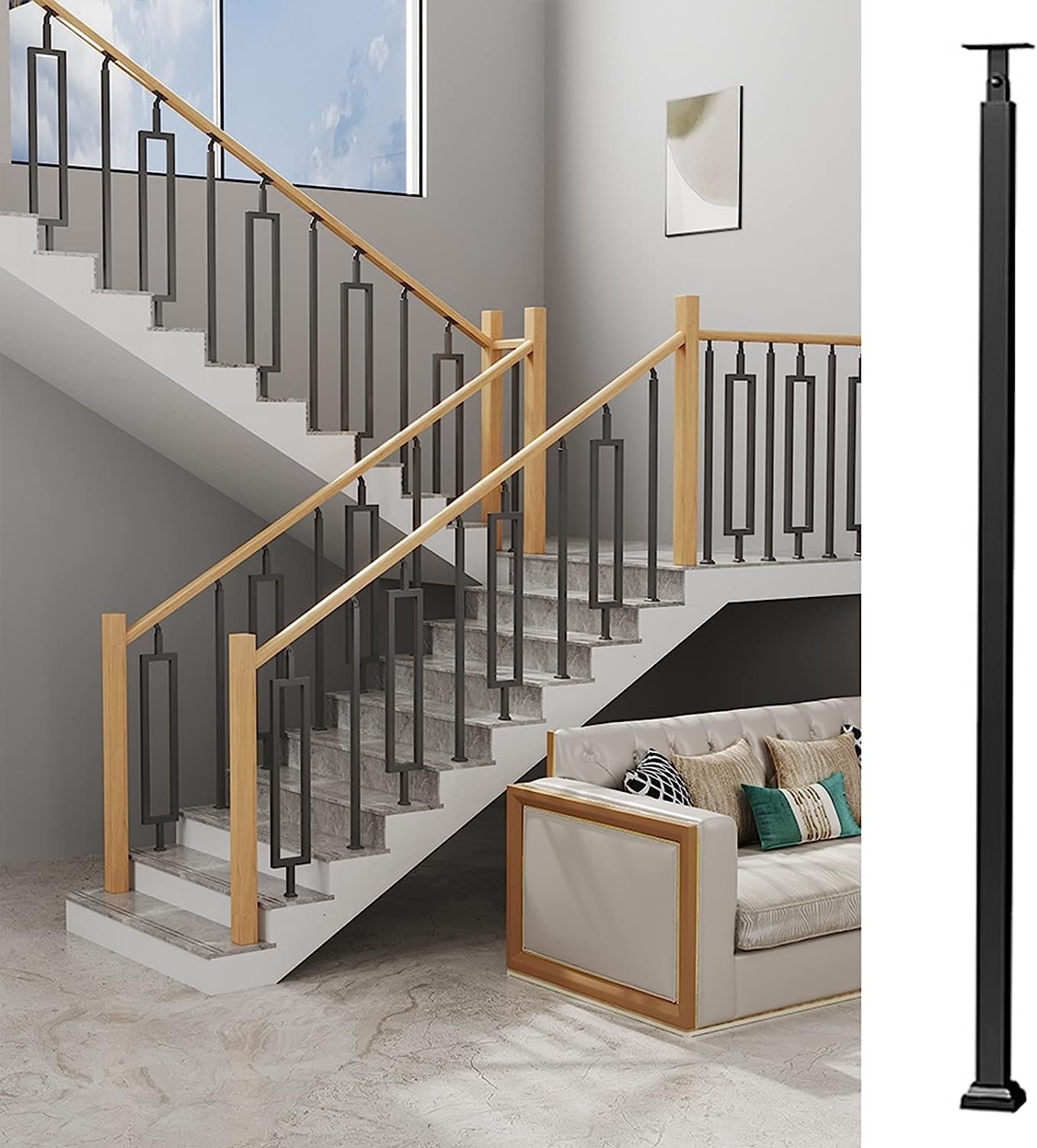 Rampe d'escalier pour rampe de marche extérieure et garde-corps de terrasse 95cm