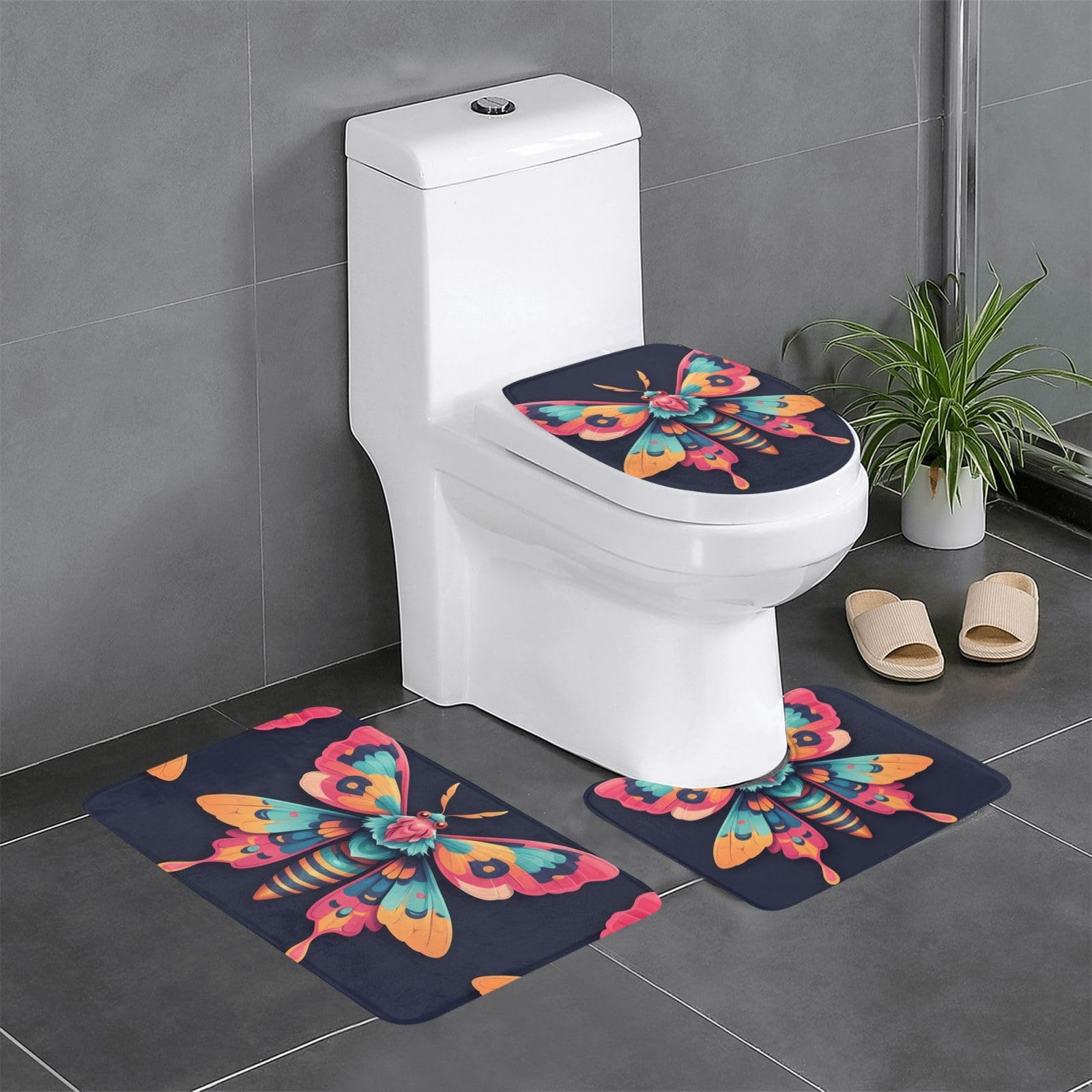 Tapis de salle de bain YYHWHJDE coloré et facile à nettoyer en lot de 3