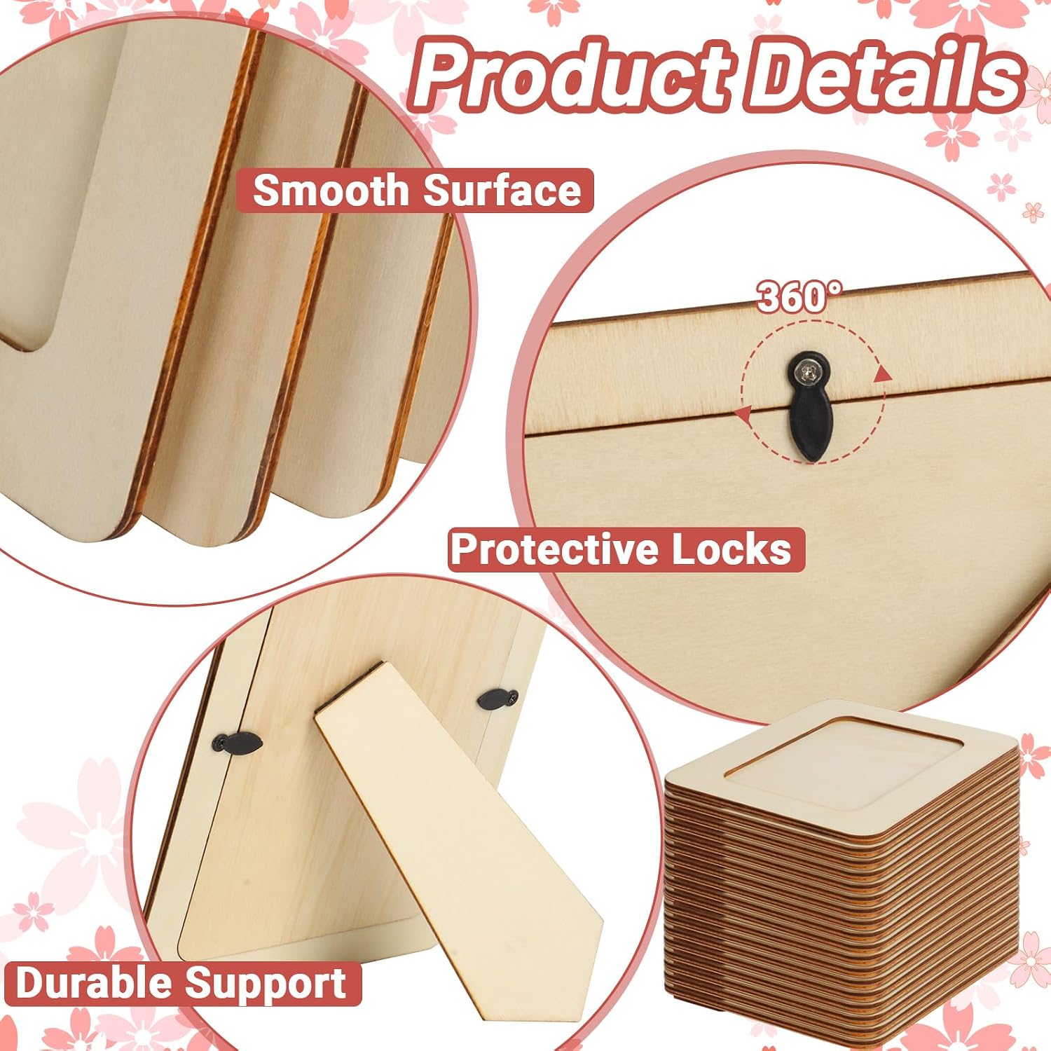 RYKOMO 24 Pack DIY Wooden Picture Frames for 4 x 6 in Photos, Wooden Picture Frames for Crafts Unfinished Solid Wood Photo Picture Frame for Crafts, Valentine's Day Gift New Year Decorate, Father's Day, Mother's Day Gift