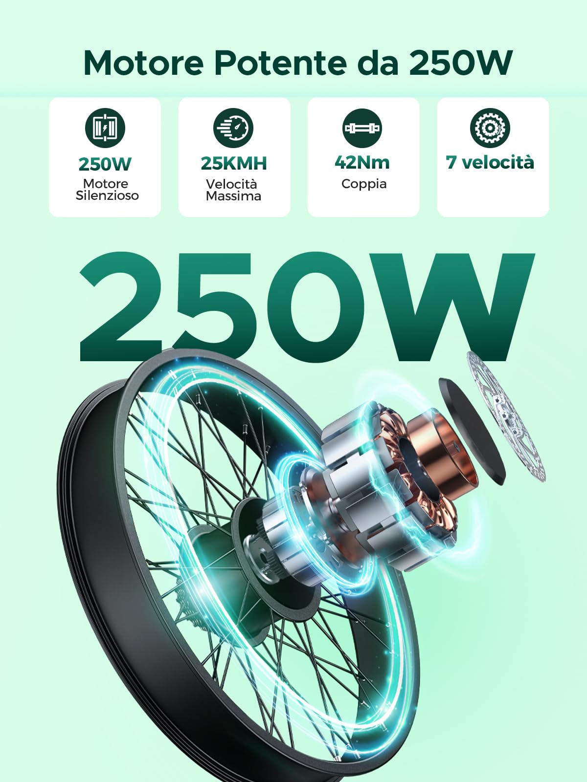 HillMiles Bici Elettrica Per Adulti Da 26", 7 Velocità Bicicletta Elettrica da 36V 13Ah Batteria Rimovibile, 25km/h & Autonomia di 80-100km E-bike Per Pendolari Urbani, IP65 impermeabile