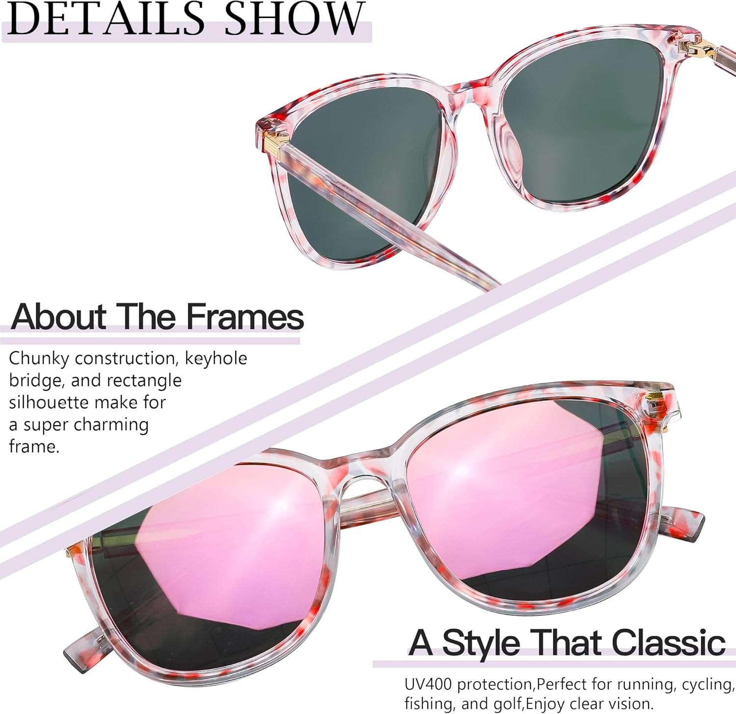 SIPHEW Womens Mirrored Polarized Sunglasses - Cat Eye Oversized Sun Glasses w UV Protection for Women - Image 4