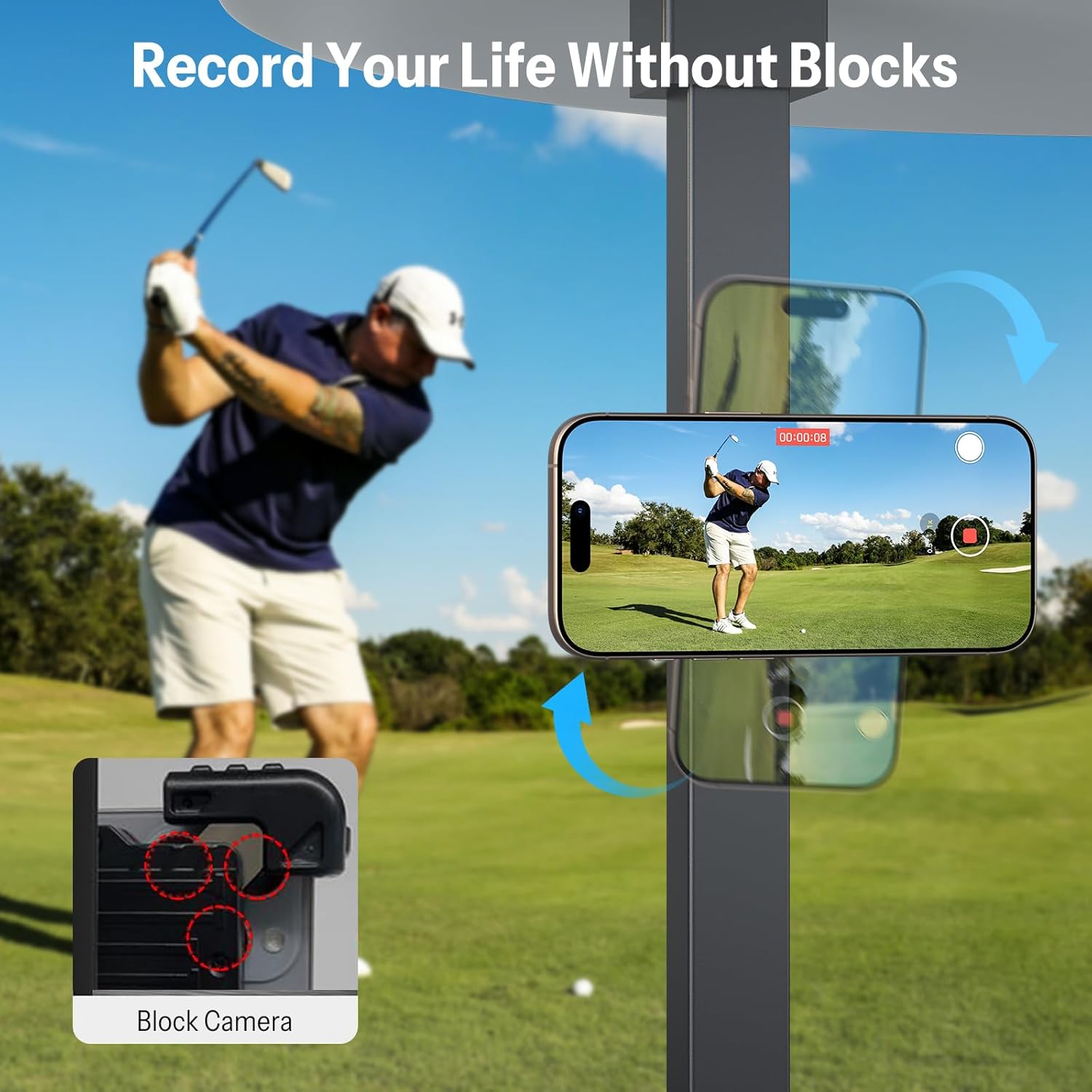 OMOTON Golf Cart Phone Holder, Mount for MagSafe iPhone 17 16 15 14 13 12, Universal Super Magnet Base, 360° Rotatable, Fits EZGO Club Car Yamaha Icon & Gym, Golf Cart Accessories Gift for Golfers - Image 3