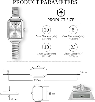 Taxau Watches for Women Small Face Womens Dress Watch Waterproof Ladies Watches Large Number Luxury Analog Quartz Square Dial Mesh Band Easy Read Rose-Gold/Silver Watch reloj para Mujer