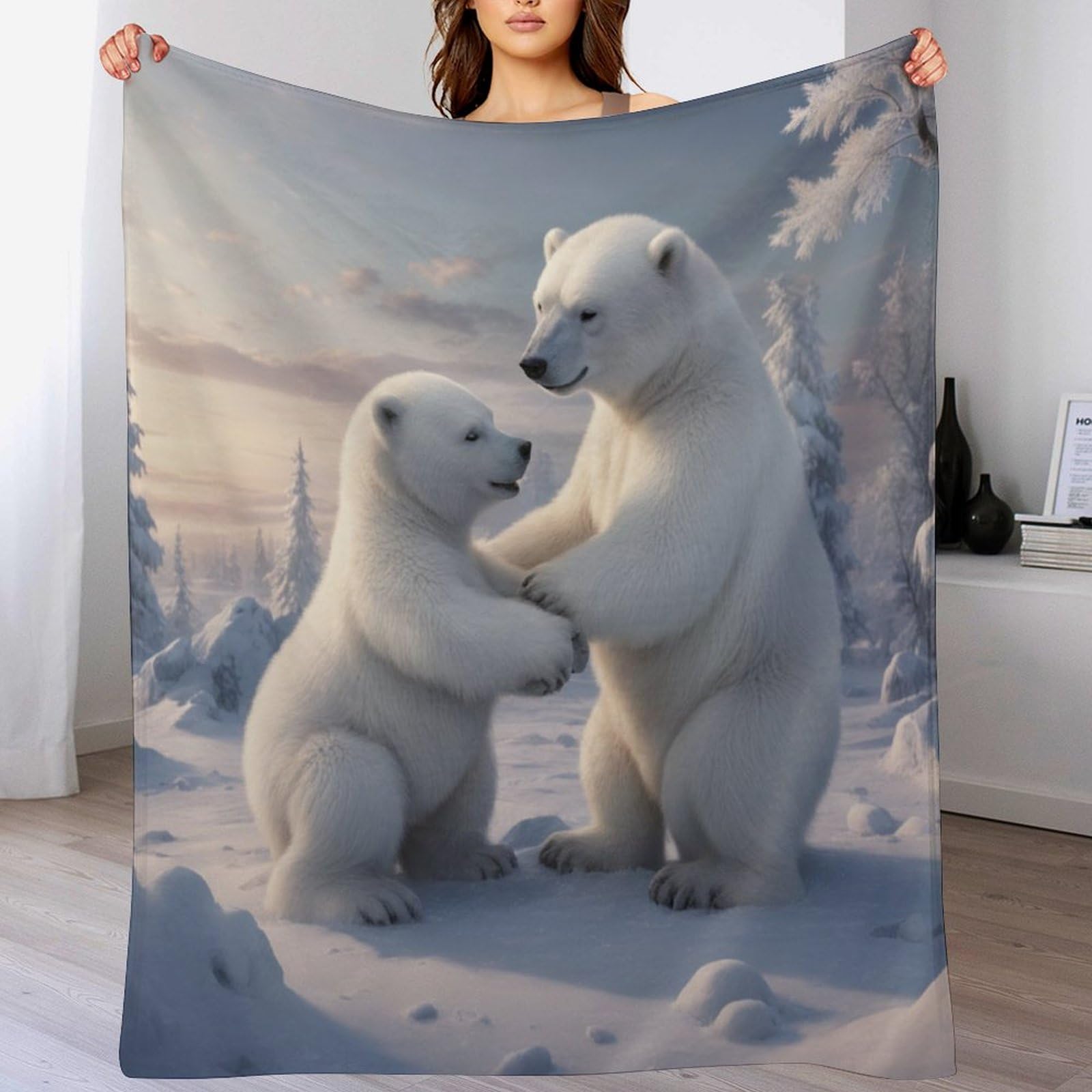 GGJJTT Polar Bear Throw Blanket Soft Lightweight Blanket Breathable And Moisture Absorption for All Season for Couch/Bed,180×200cm