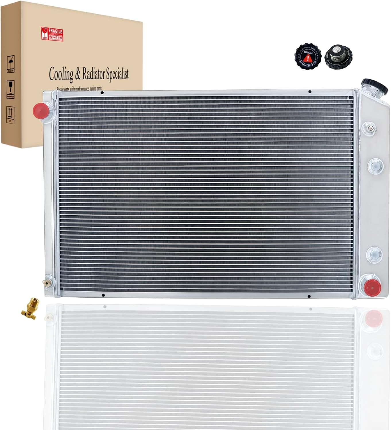 4 Row Radiator Compatible with 1973-1987 Chevy C10 C20 C30 K10 K20 GMC C15 C1500 K2500 7.4L 74 75 76 77 78 79 80 81 82 83 84 85 87 Full Aluminum Radiators 62mm Core Thickness