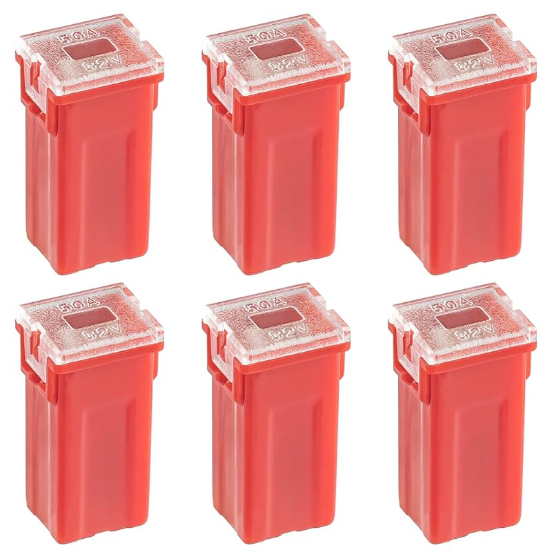 Fusível automotivo quadrado ALLECIN 50 A perfil alto padrão vermelho – Pacote com 6 unidades