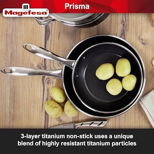Miniatura 5 de Magefesa Prisma - Juego de utensilios de cocina de 13 piezas sartenes y ollas antiadherentes fabricado en acero inoxidable duradero y resistente