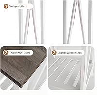 Vista 5 de Mesa auxiliar cuadrada de granja, mesa auxiliar con diseño de listones, mesa auxiliar de sofá con marco resistente para sala de estar, gris oscuro