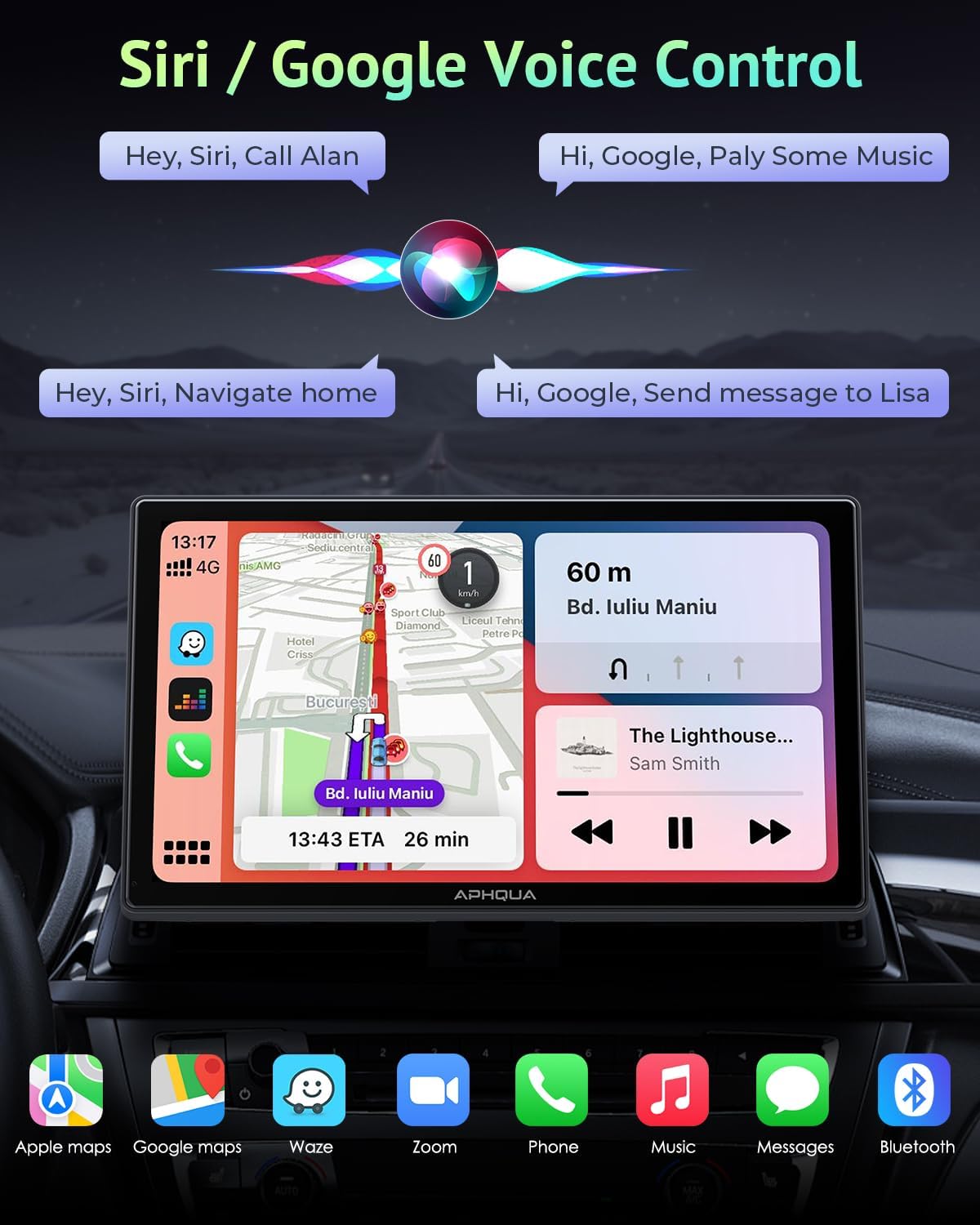 [Car Multimedia Player] Apple Carplay Screen for Car with 2.5K Dash Cam+1080p Backup Camera,Car Tablet Pro Max 2025,9" HD IPS Carplay & Android Auto Screen,Siri,AUX/FM,Mirror Link image 4 of 9 B0DFQ81YMJ