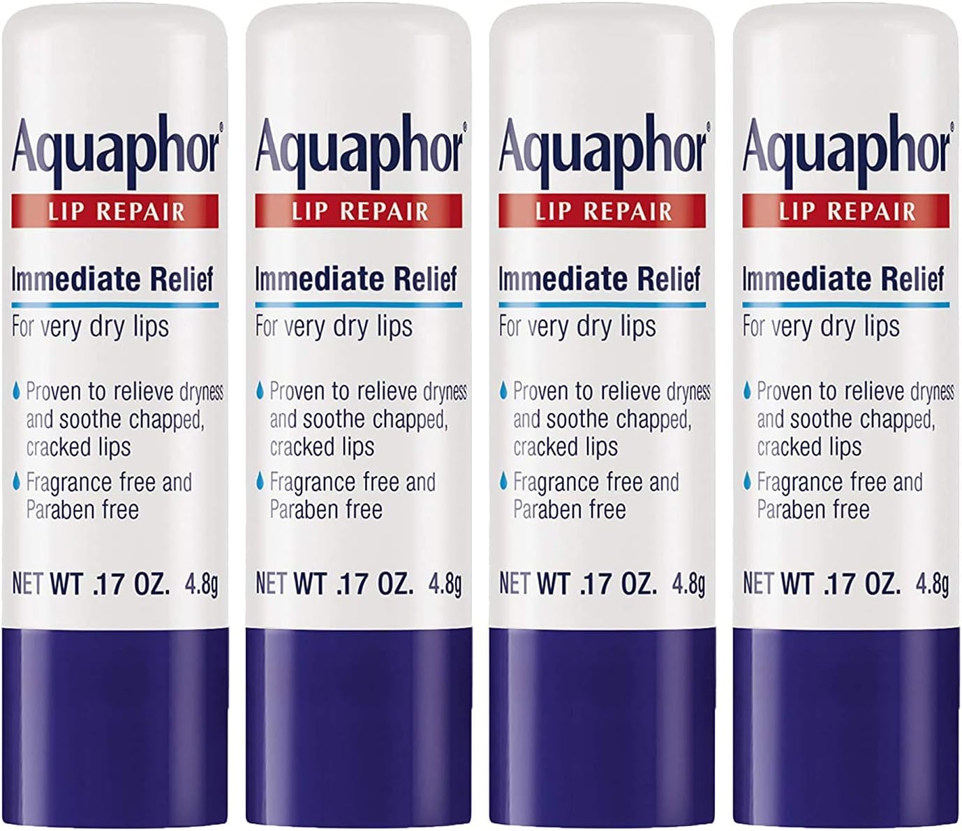 Lip Repair Stick Multipack- Soothes Dry Chapped Lips โ (4)- .17oz. sticks, 0.68 Ounces
