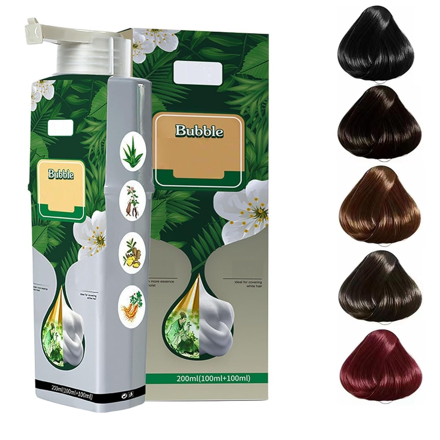 Plant Extract For Grey Hair Color Bubble Dye,Pure Natural Plant Extract Non Damage Hair Dye,Variety of Colors New Bubble Hair Dye Shampoo. (Dark Brown)