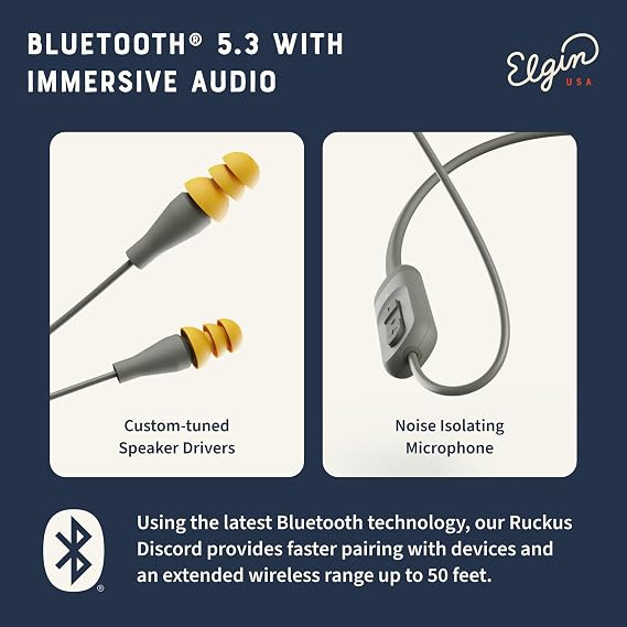 Elgin Discord Gen 2 Bluetooth Earplug Earbuds, Wireless Headphones