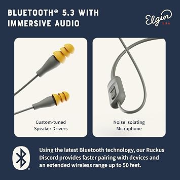 Elgin Discord Gen 2 Bluetooth Earplug Earbuds, Wireless Headphones