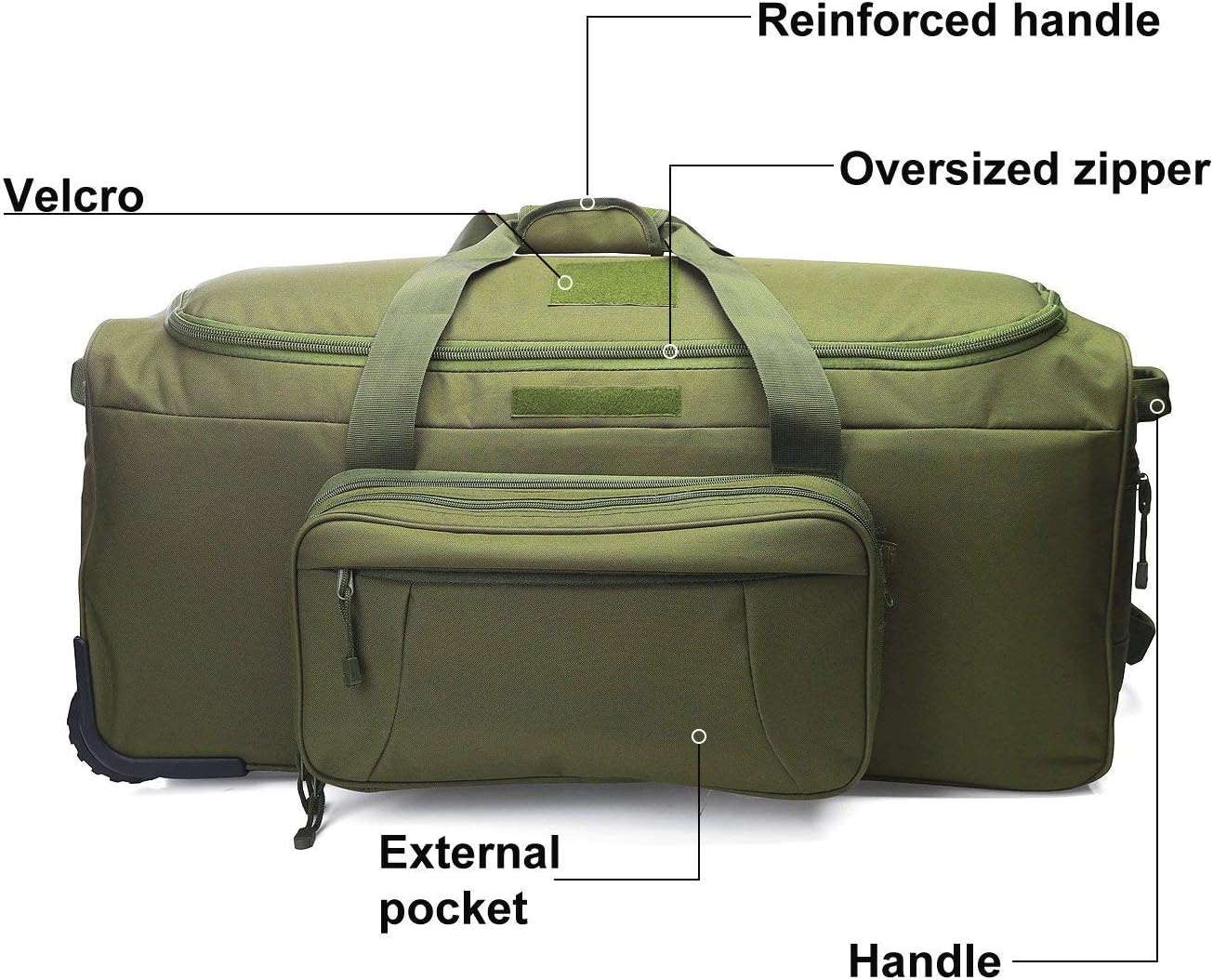 Heavy-Duty X-Large Military Tactical Wheeled Rolling Duffel Trolley Bag For Deployment Traveling Camping Sporting - Image 5