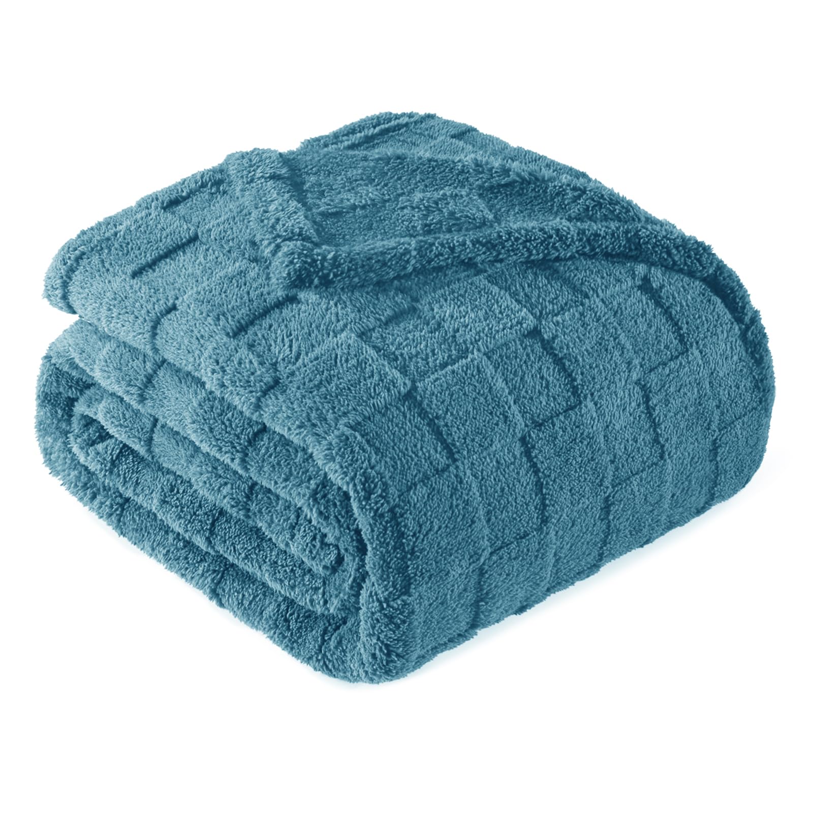 Exclusivo Mezcla Fleece Blanket Queen Size for Bed, Super Soft and Cozy Bed Blankets with Checkered Design, Lightweight, Bedding, All Season Use, 230x230 CM, Slate Blue