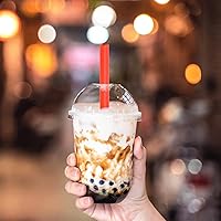 Vista 4 de 200PCS 8.3 inch Jumbo Smoothie Straws,Colorful Disposable Plastic Large Wide-mouthed Straw