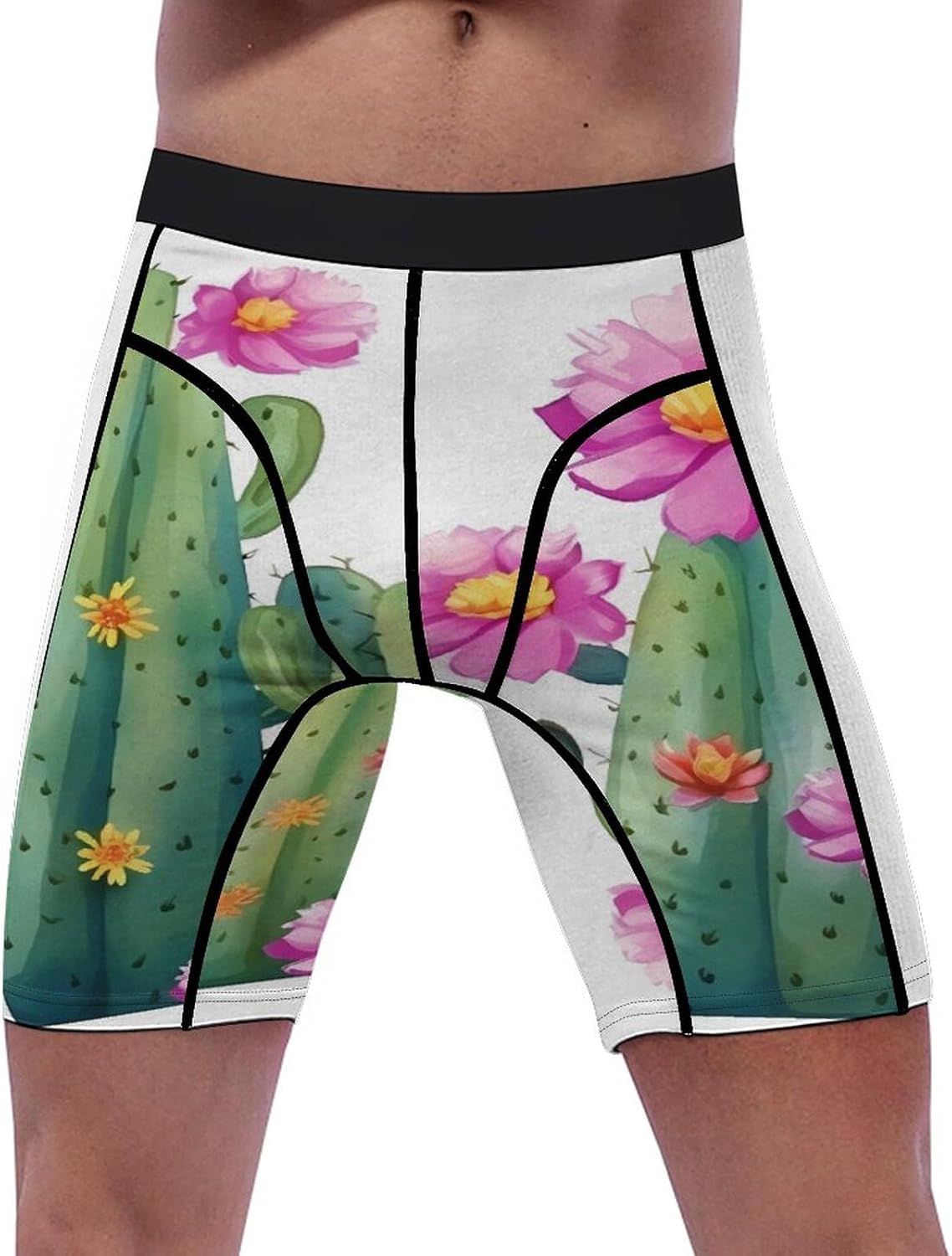 Cactus Flower Compression Shorts Men Spandex Sport Shorts Workout Performance Baselayer Underwear