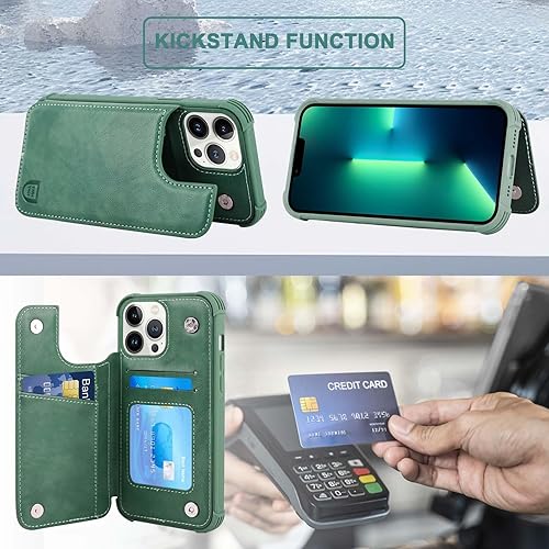 Miniatura 5 de VANAVAGY Funda tipo cartera compatible con iPhone 13 Pro Max para mujeres y hombres, funda de piel sintética con tapa para teléfono compatible con