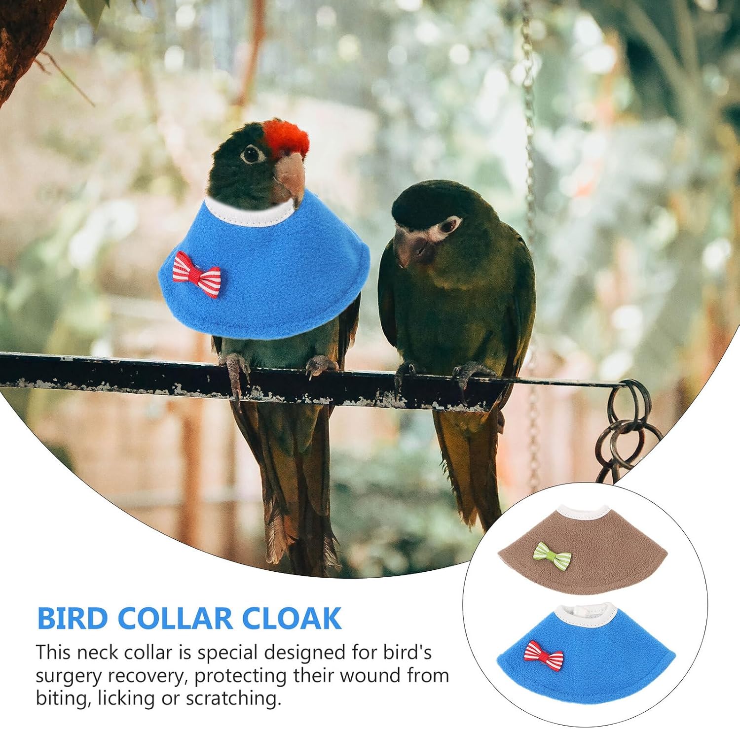 2 Pcs Parrot Protective Bird Collars Anti-Biting Rings Breathable Material with Chic Color Design for African Grey Cockatiel and Parakeet Random Color
