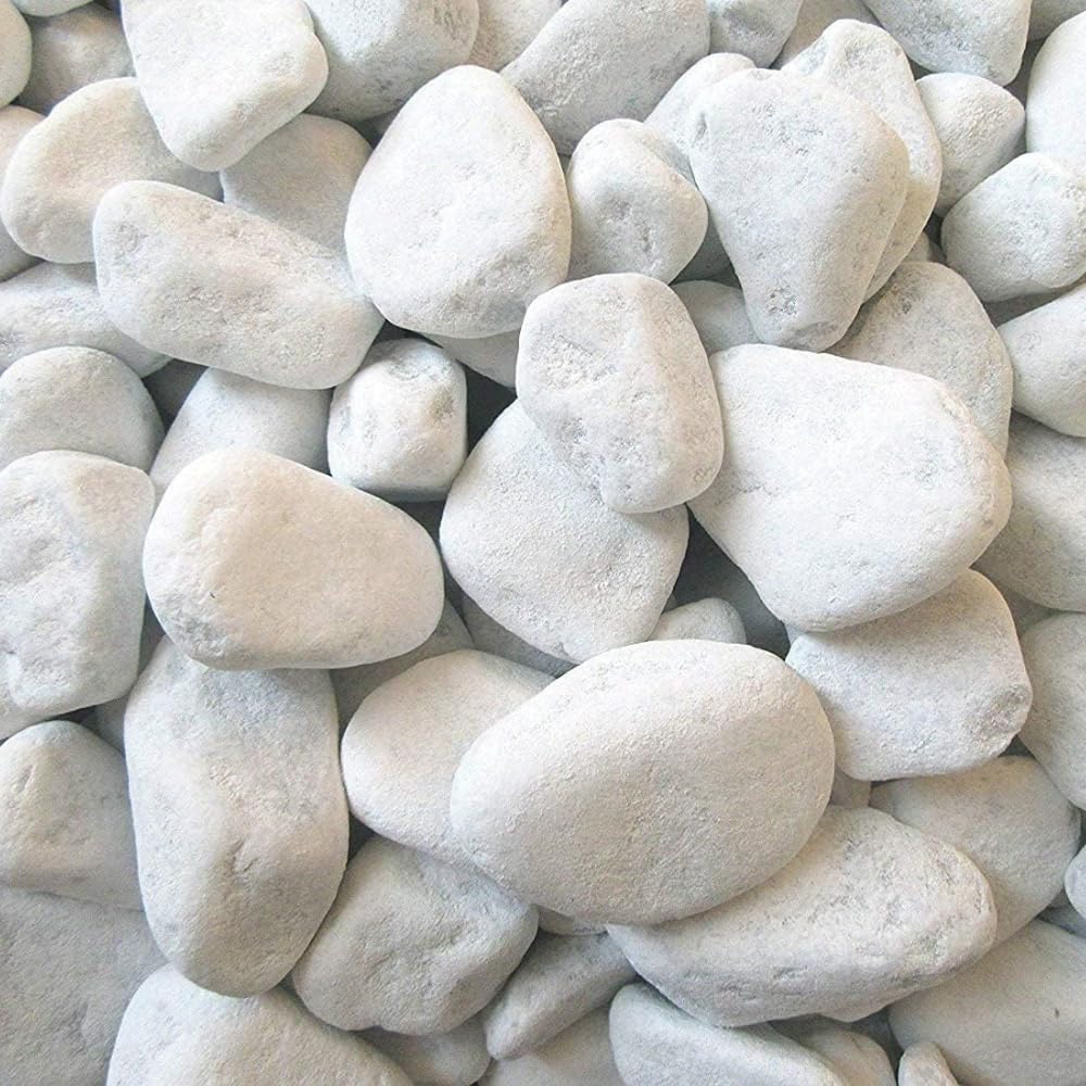 FORTUNATO Ciottoli in Marmo Bianco Carrara, Decorativi per Esterni, Superficie Levigata, Vari Formati (Misura : 25/40, Formato : 5 kg)