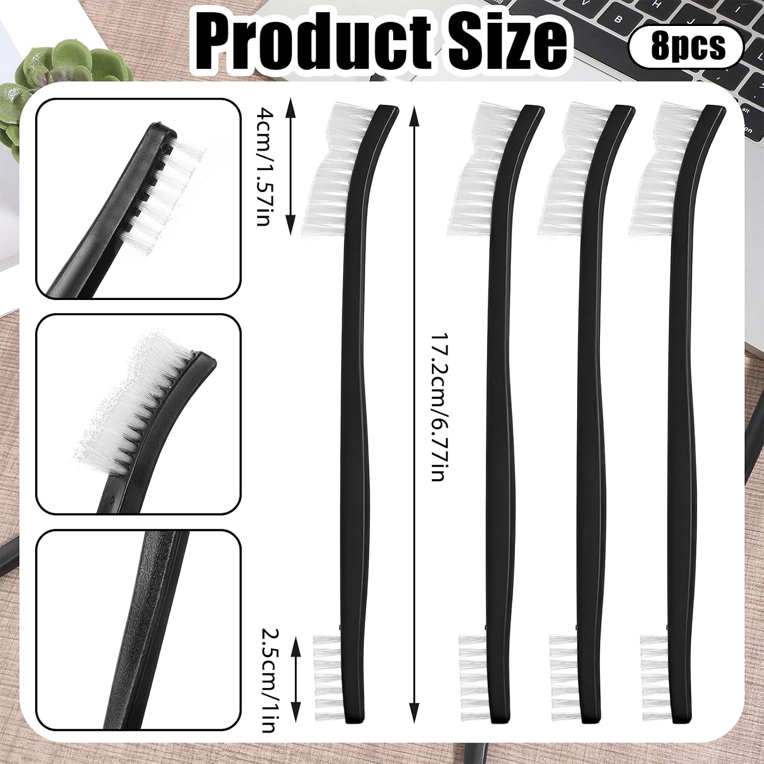8 Pcs Small Cleaning Brushes, Double-Ended Jewelry Cleaning Brush Soft Nylon Bristles Detailing Crevice Brush Multifunctional Mini Gap Brushes for Jewelry Kitchen Sink Bathroom Corner Cars Small Space image 2