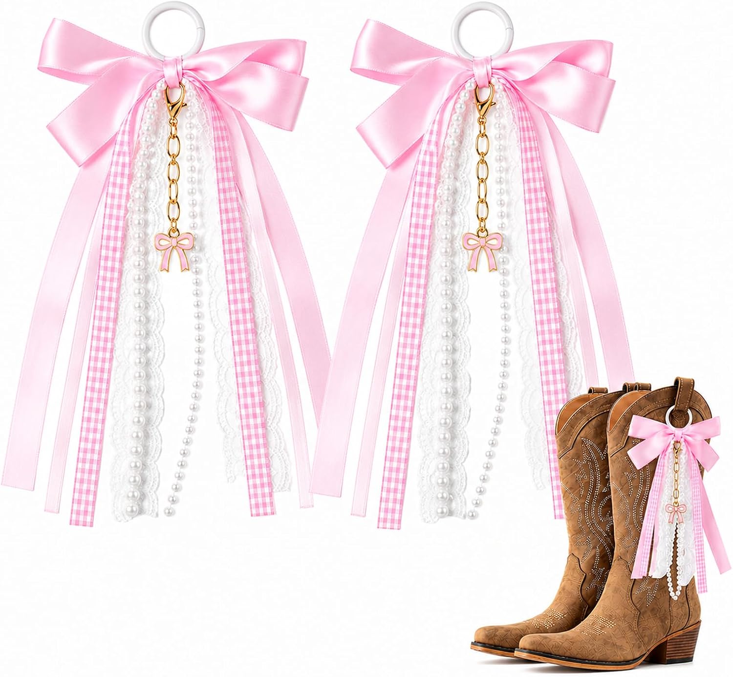 Boots Bows, 2 Pcs Removable Lace Bow Accessories for Boots