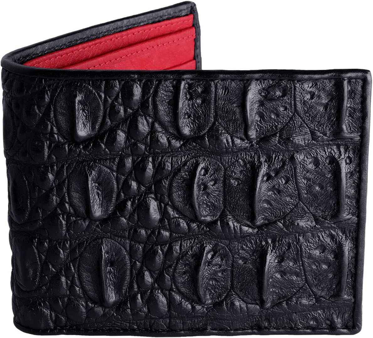 Black Alligator Wallet → Genuine Alligator Skin → Black n Red Gator Wallet
