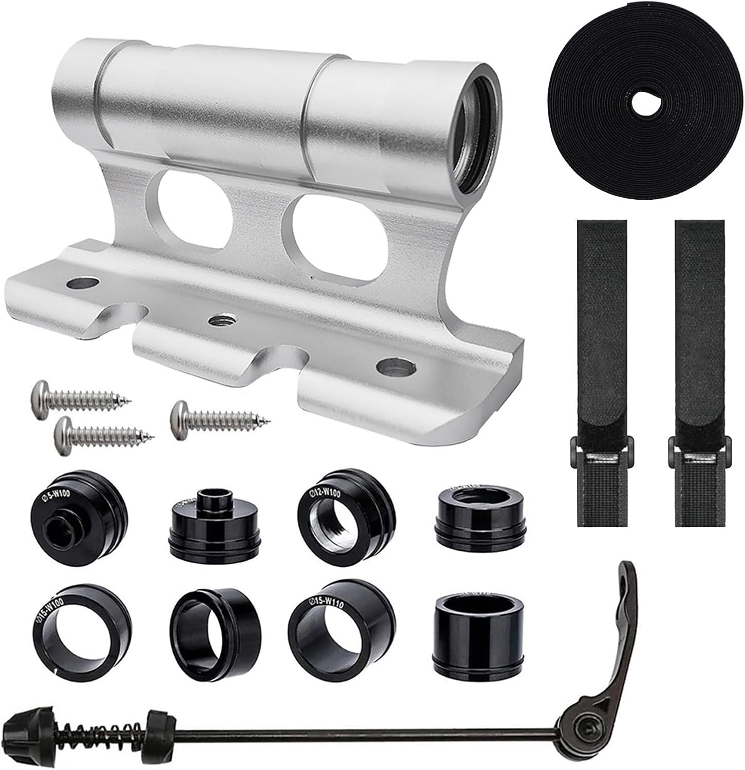 Bike Fork Mount, Aluminum Alloy Bicycle Fork Block Thru Axle Wheel Holder, Car Roof Bike Rack for Truck/Trailer/Bikes Racks Black