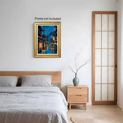 Miniatura 5 de Póster de arte de pared de casa de té japonés de Tokio, arte callejero nocturno de Kioto, impresión en lienzo, ilustración retro japonesa,