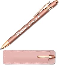 StarMaker Engraved Pen with Leather Case - Original Mother's Day Gift Idea - 2 in 1 Metal Touch Pen