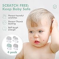 Vista 2 de HAPIU Manoplas para bebé que no se rayan, 100% algodón transpirable, guantes ajustables para niños y niñas, recién nacidos, 12 M