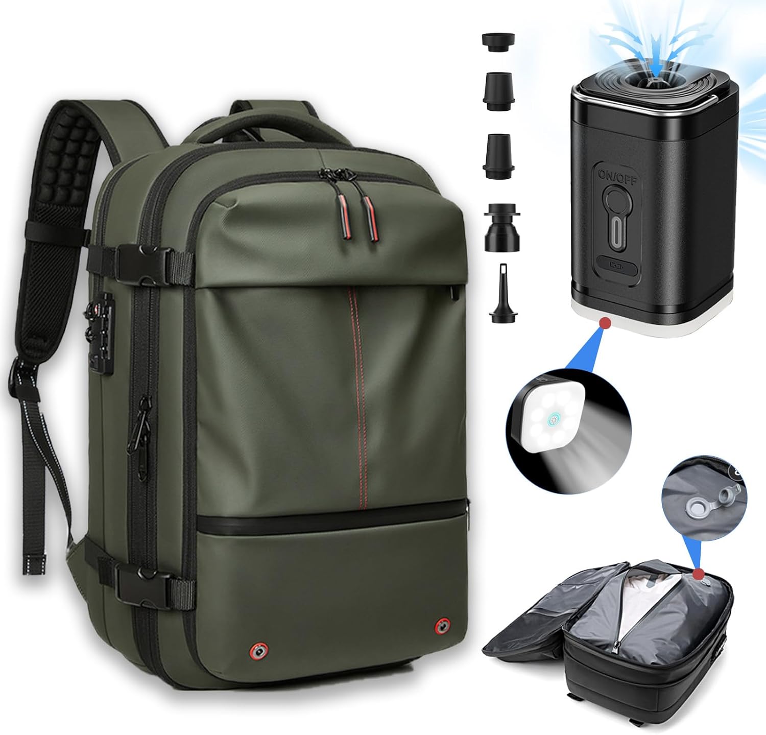 Générique Sac à Dos De Compression Sous Vide, Sac à Dos De Voyage Sous Vide,Compartiment Informatique Extensible 60L | Emballage Sous Vide Imperméable En Tissu Oxford, Séparation Sèche Et Humide