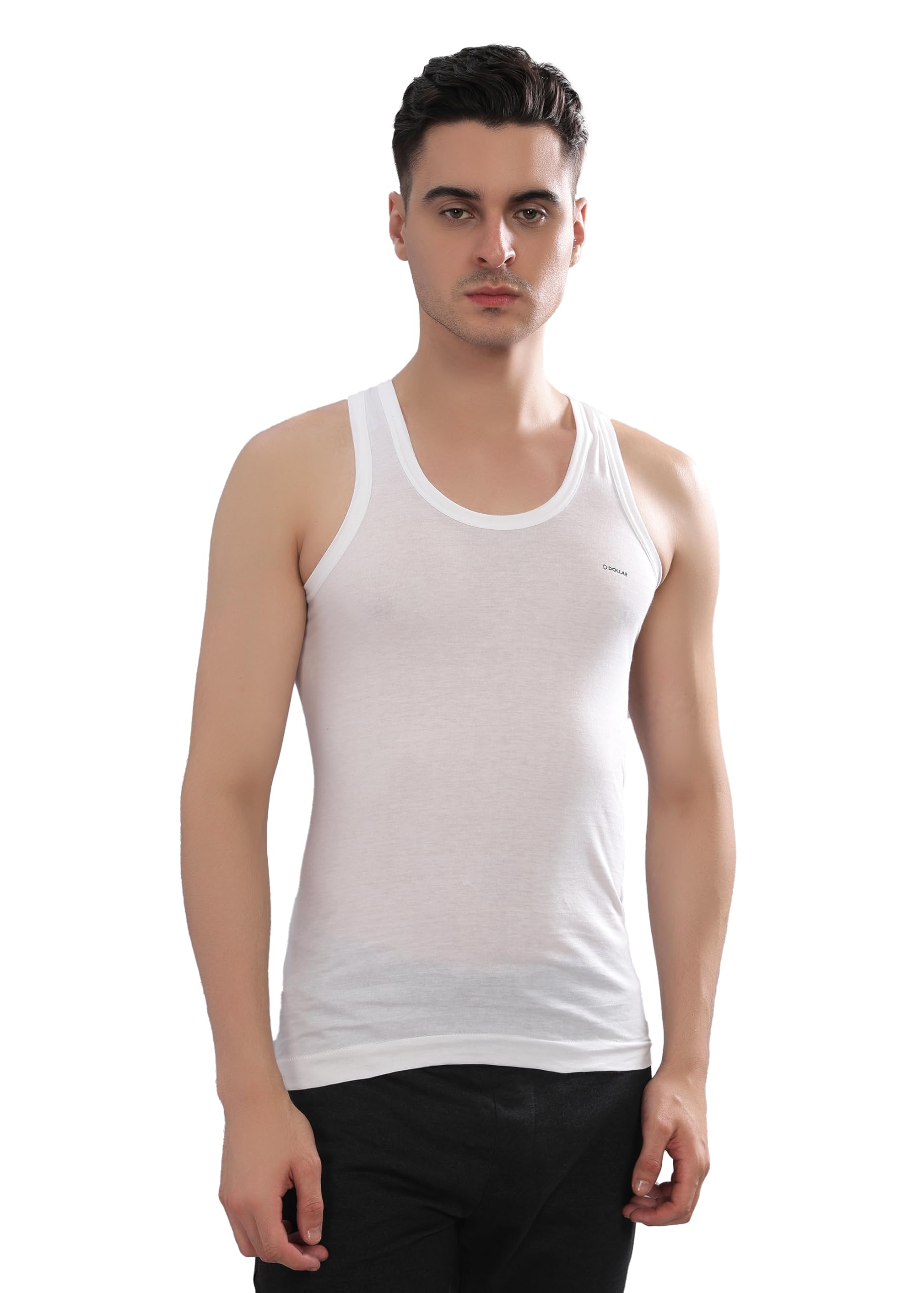 dollar bigboss Men's White Solid Cotton Regular Vest-picture-20