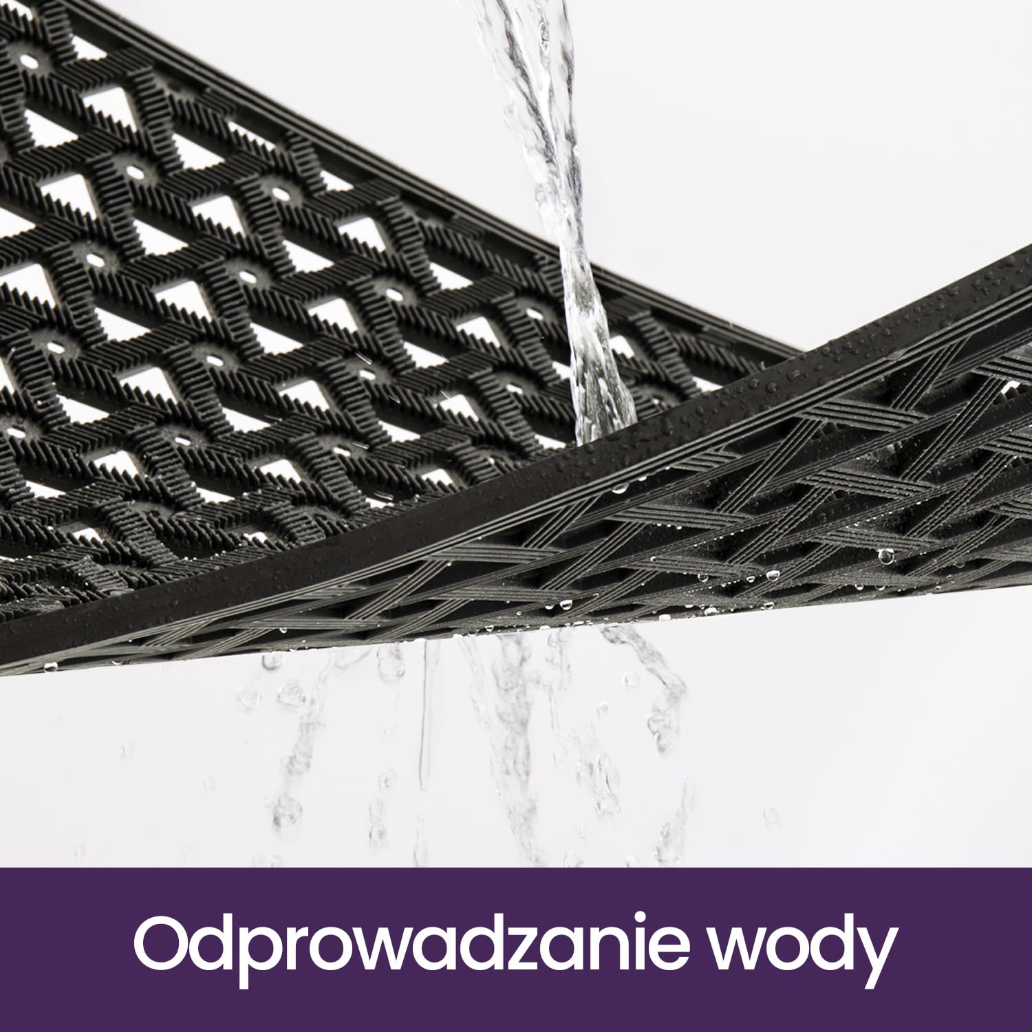 DEXI wycieraczka zewnętrzna 48.5 x 75 cm, antypoślizgowa wycieraczka wodoodporna z otworami drenażowymi, wycieraczki o niskim profilu do wejścia, tarasu, ogrodu, czarna