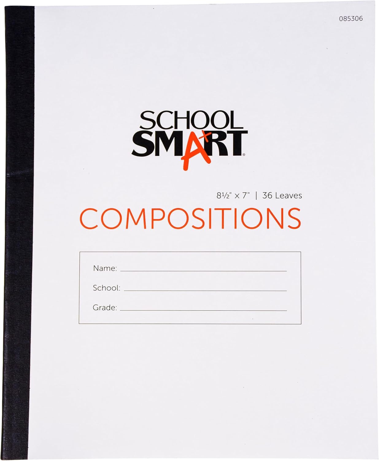 School Smart Stitched Cover Composition Book, No Margin, 8-1/2 x 7 Inches, 72 Pages