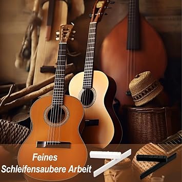 4 Piece Guitar Bridge Saddle Bone Saddle Set String Ends Guitar Leg Bridge Pieces 6 String Acoustic Classical Guitar Bone Bridge Saddle and Nut for Classical Guitar (Black White)