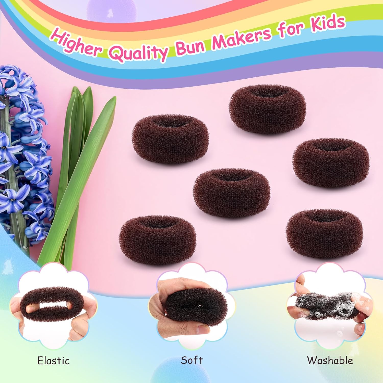 Extra Small Hair Bun Maker for Kids (2 Inch), 6 PCS Bun Maker Hair Accessories, Chignon Hair Donut Sock Forms Buns, Christmas Gifts for Teen Girls Hair Stuff
