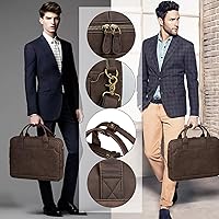 Vista 2 de Bosidu Maletines de cuero para hombres 15.6 pulgadas maletín para portátil de negocios, bolsa de mensajero retro impermeable para computadora
