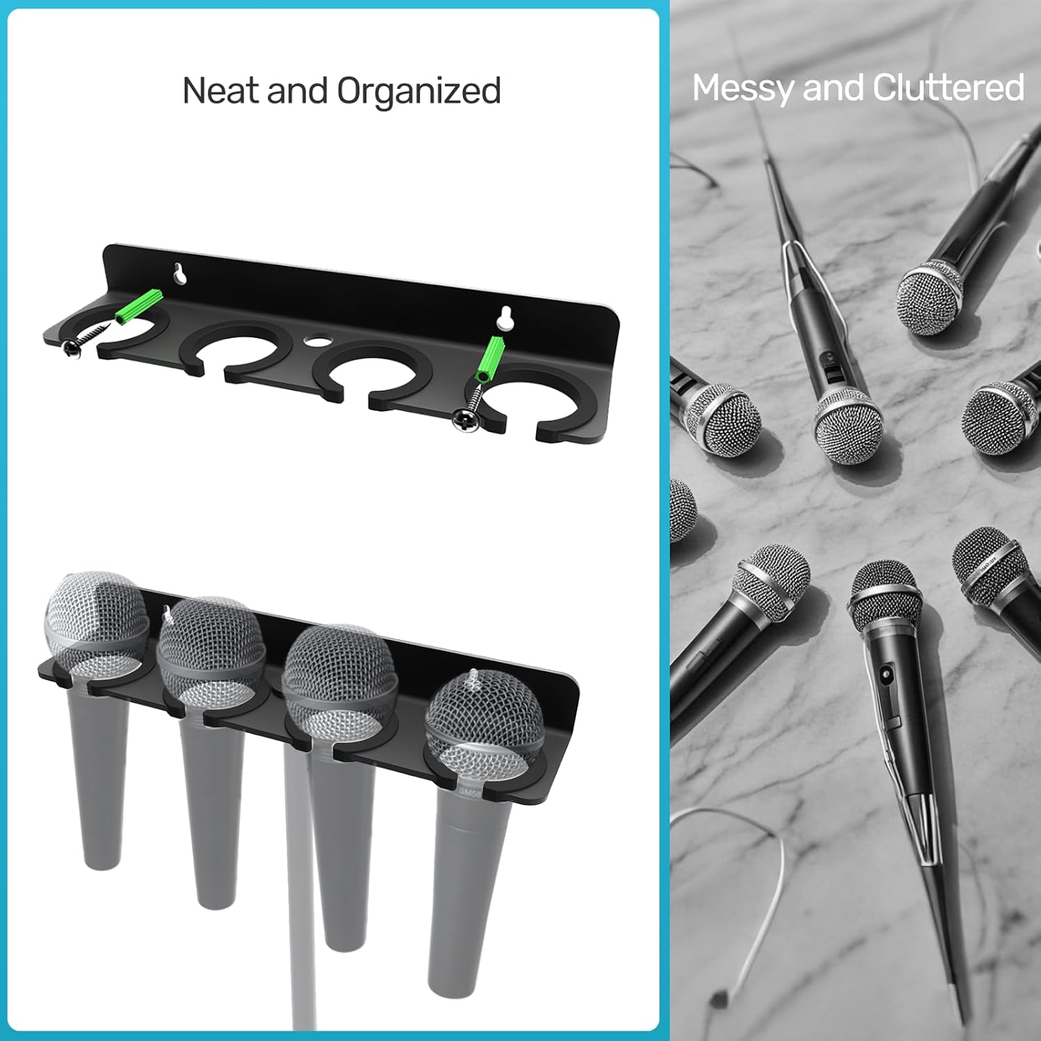 Multi Microphone Holder, up to 4 Mics + Desktop Microphone Stand