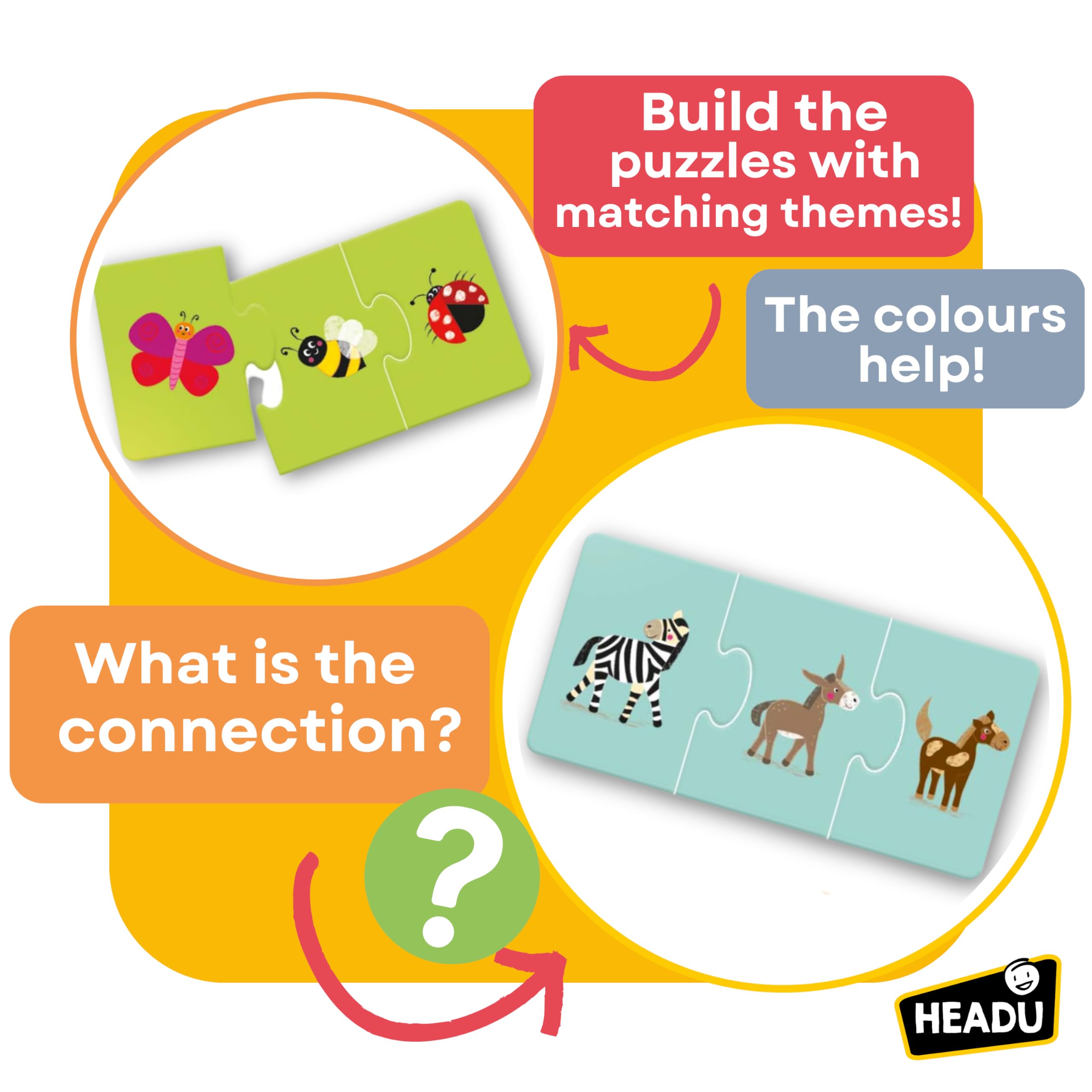 Headu Puzzle IT20768 – Lernpuzzle Für Vorschulkinder, 36 Teile, Mehrfarbig, Fördert Logisches Denken