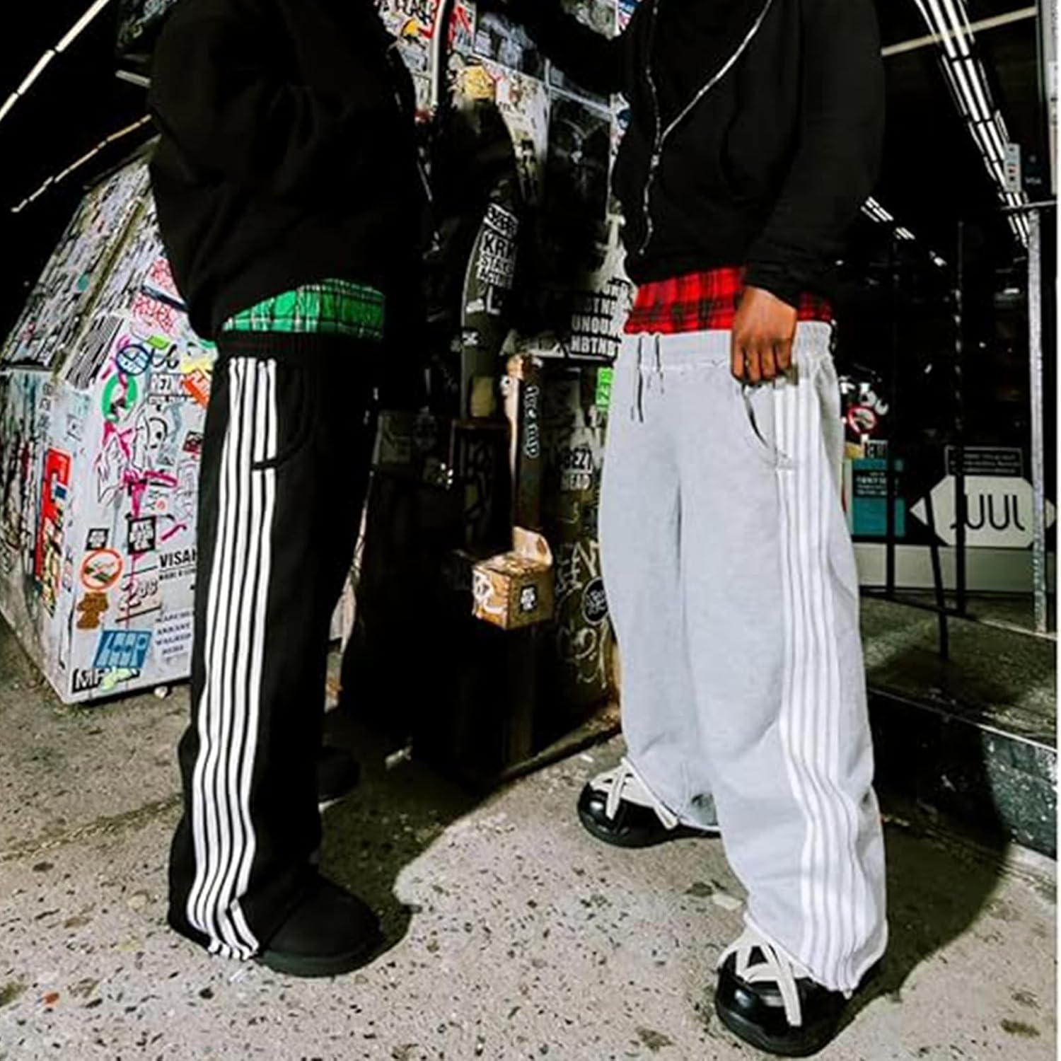 Double Waisted Sweatpants Men Y2K Striped Boxer Sweatpants High Rise Cool Wide Leg Baggy Sweat Pants 2000S Athletic - Image 6