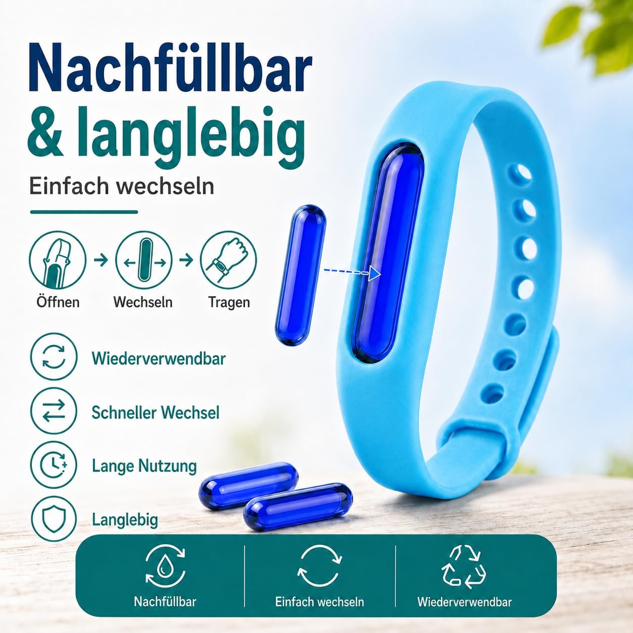 Bronoir Kinder & Erwachsene Verstellbares Silikon Abwehrband Wasserdicht für Camping Outdoor