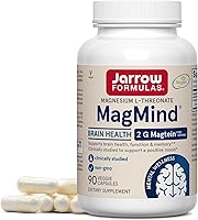 Vista 1 de Jarrow Formulas L-treonato de magnesio, suplemento MagMind Magtein Magnesio, suplementos cerebrales para soporte de memoria, 90 cápsulas vegetales
