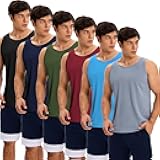 6 Pack Men's Quick Dry Workout Tank Tops Breathable Gym Sleeveless Muscle Shirts for Active Men