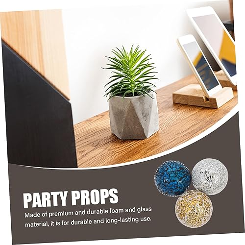Miniatura 4 de Holibanna 9 piezas de bola de vidrio agrietado decoración de mesa de boda adorno para mesa de espejo redondo moderno orbes decorativos mosaico