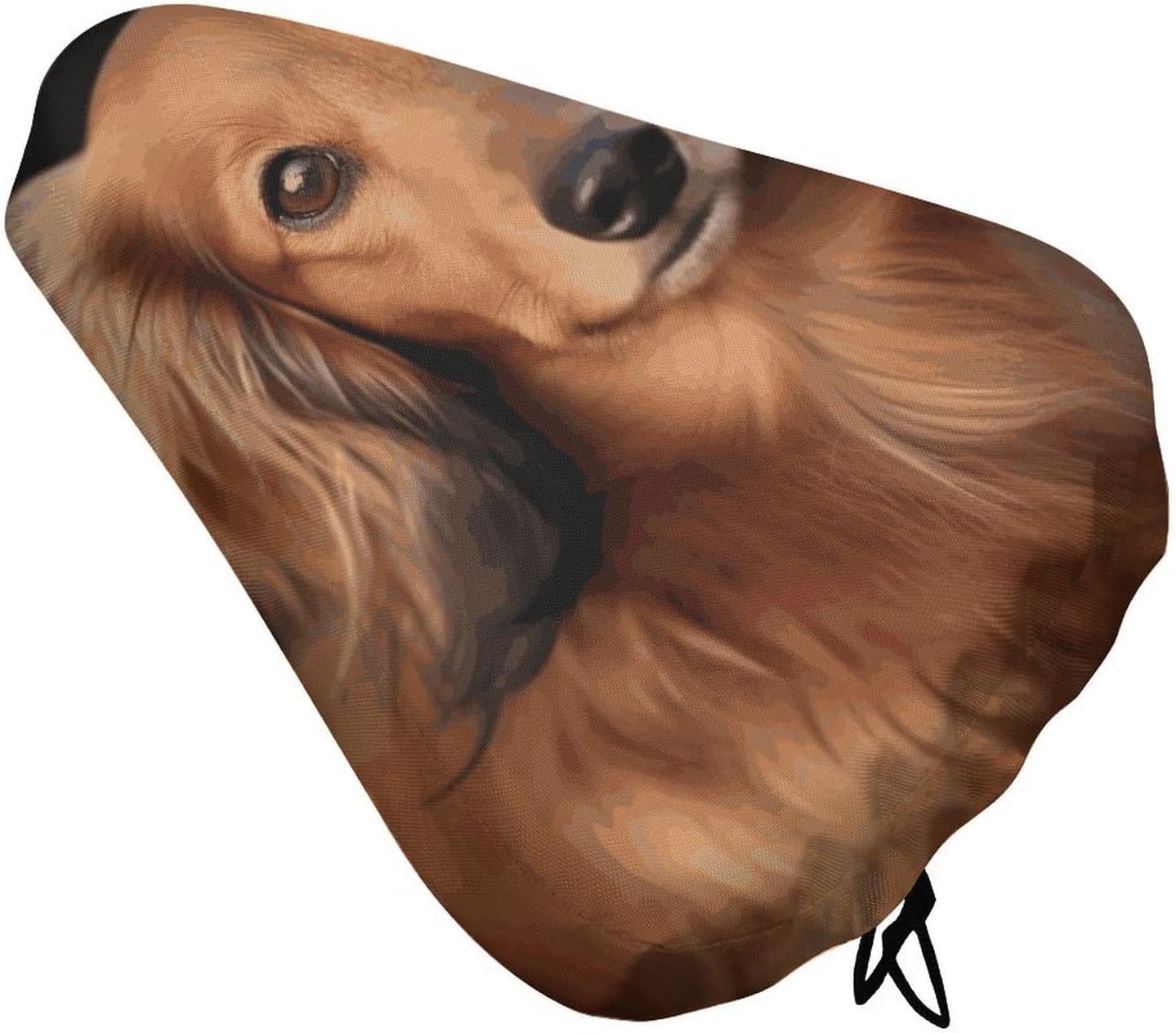 Long Haired Dachshund Waterproof Bike Seat Cushion with Drawstring for Women Men Soft Padded Bicycle Seat Cover for Comfort Wide Road Bike Saddles Universal Fit for Mountain Exercise