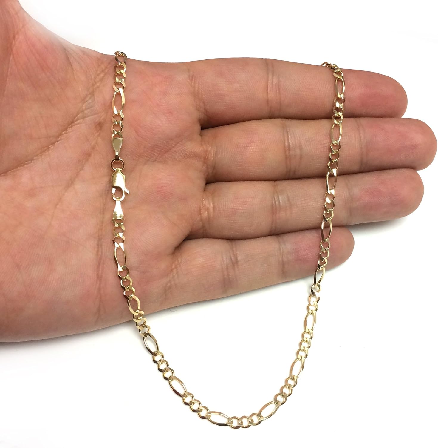 Jewelry Affairs 10k Yellow Solid Gold Figaro Chain Necklace, 4.0mm