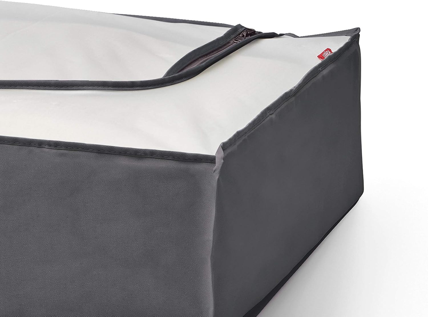 Rayen| Storage Box for Clothes and Bedclothes | Zip-up Fabric Bag for Clothes with Breathable, Folding and Resistant Vent | 45 x 103 x 16 cm | Dark Grey/Translucent image 2