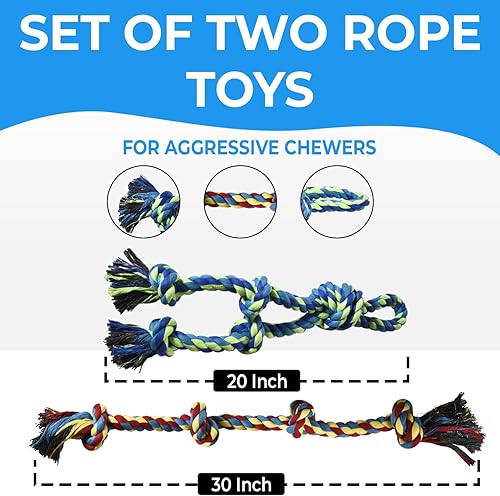 Miniatura 4 de Stride Juguetes de cuerda para perros, juego de 2 juguetes indestructibles para perros, juguetes grandes para masticadores agresivos, ideal para